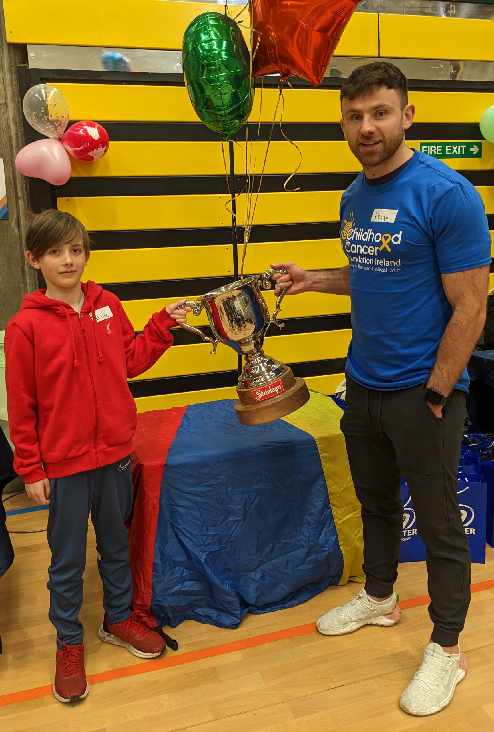 Patrick with Childhood Cancer Ireland ambassador Hugo Keenan.