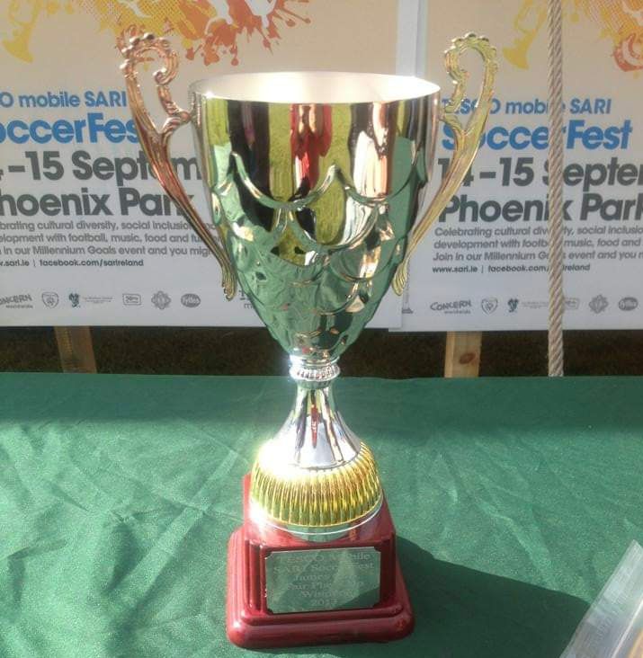 The James Gill Memorial Cup dedicated to James by Sports Against Racism Ireland