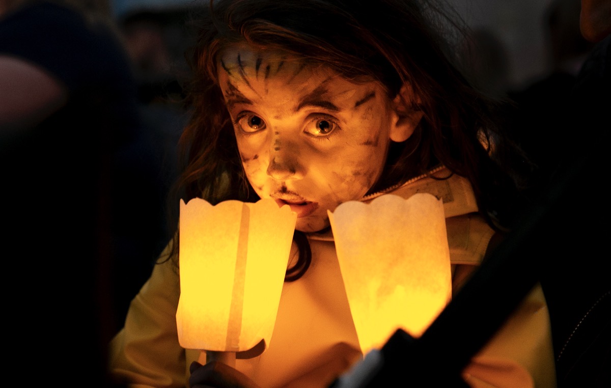 *****NO FEE PIC***
23/09/2023
Maisie Crossan 6 from Lucan
during the Light it up Gold Walk in Maynooth, Co. Kildare.
The candlelit walk brought families and the community together in solidarity, to shine a light on living with and beyond childhood cancer.
The event took place in St. Patrick’s College Maynooth & St. Mary's Boys' National School marking the 10th anniversary of the first walk in Dublin in 2013.
PHOTO: Gareth Chaney/Collins