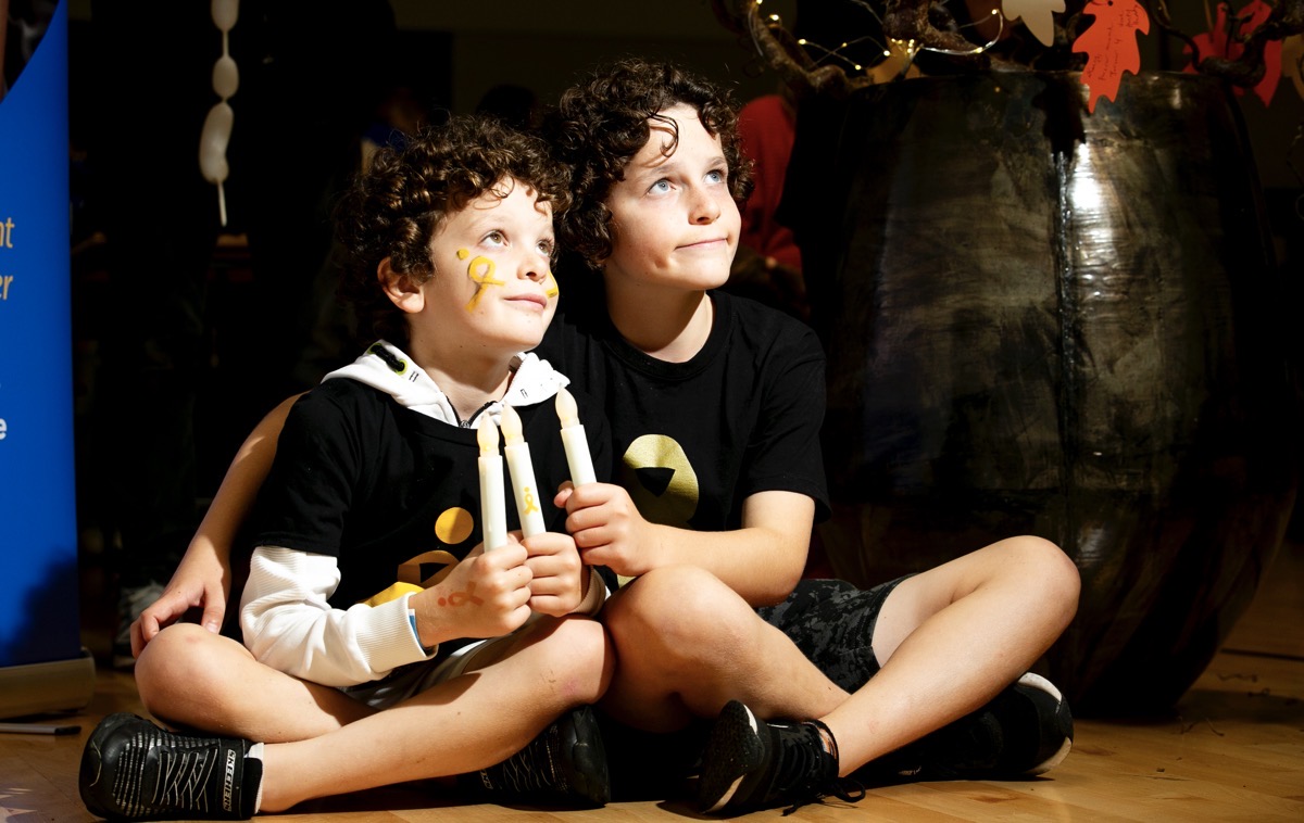 *****NO FEE PIC***
23/09/2023
Oisín Gorman 8 & Andrew Gorman 11 from Maynooth
during the Light it up Gold Walk in Maynooth, Co. Kildare.
The candlelit walk brought families and the community together in solidarity, to shine a light on living with and beyond childhood cancer.
The event took place in St. Patrick’s College Maynooth & St. Mary's Boys' National School marking the 10th anniversary of the first walk in Dublin in 2013.
PHOTO: Gareth Chaney/Collins