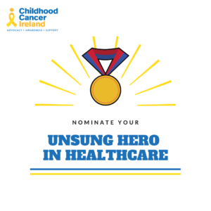 Graphic of a ribbon with the text Nominate Your Unsung Hero in Healthcare