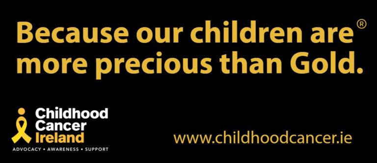 Black rectangle with the text: because our children are more precious than gold