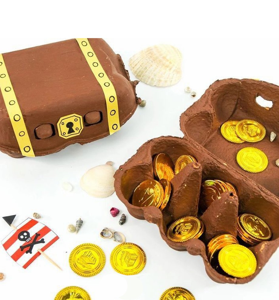 egg boxes made into a treasure chest
