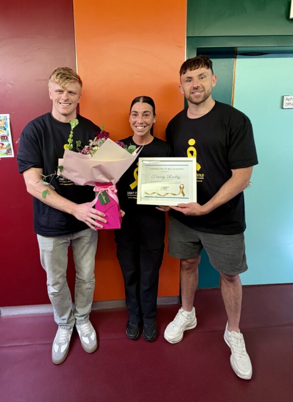 Tracey Reilly receiving her award